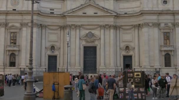 Facciata Sant Agnese Nella Chiesa Agone Roma — Video Stock