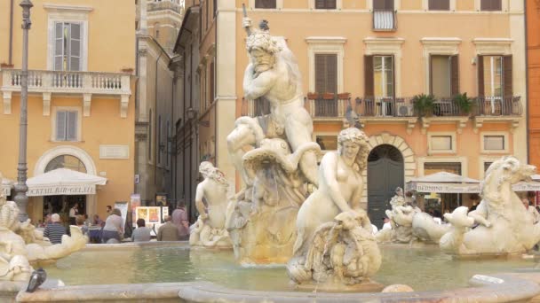 ローマのネプチューンの泉 — ストック動画
