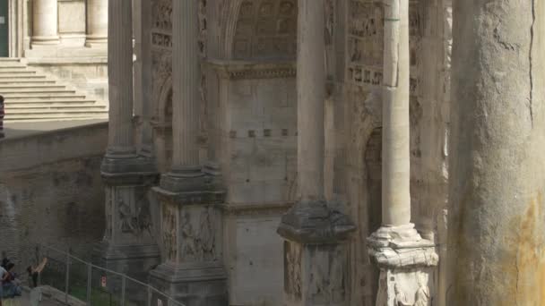 Vista Inclinada Del Arco Septimio Severo Roma — Vídeos de Stock