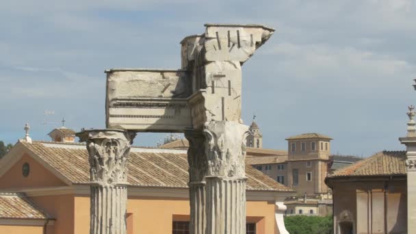 Architrav Und Fries Des Tempels Von Vespasian Und Titus Rom — Stockvideo