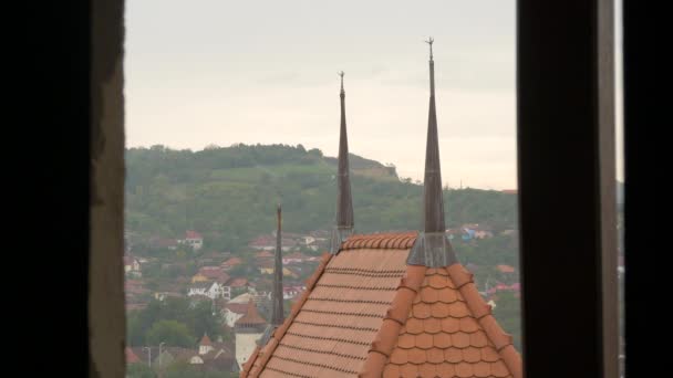 Rooftop Ενός Πύργου Σπιρούνια — Αρχείο Βίντεο