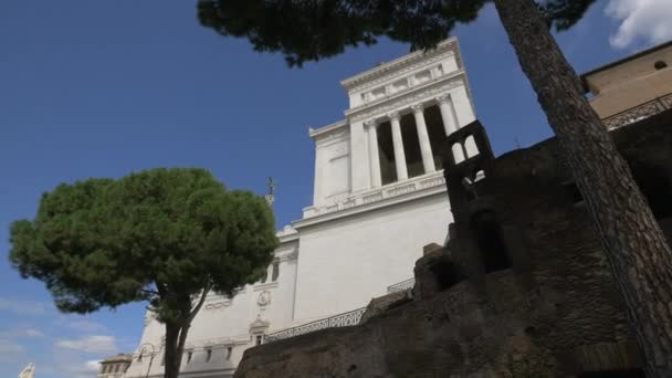 Roma Daki Kalıntılar Altare Della Patria Anıtı — Stok video