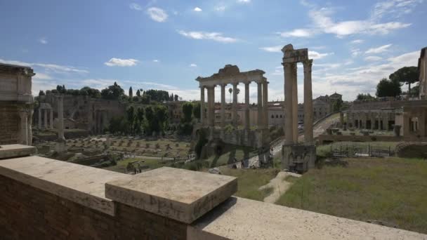 Ruïnes Van Tempel Van Saturnus Rome — Stockvideo