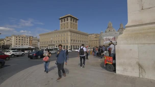 Conducción Coches Piazza Venezia Roma — Vídeos de Stock