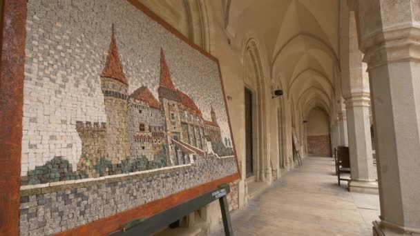 Mosaikbild Der Burg Corvin — Stockvideo