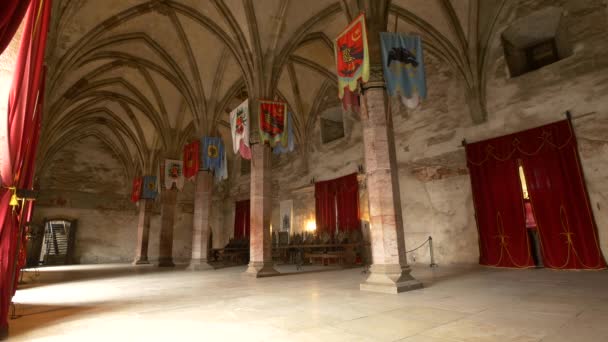 Thronsaal Auf Schloss Corvin — Stockvideo