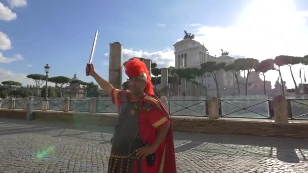 Soldato Romano Piazza Foro Traiano — Video Stock