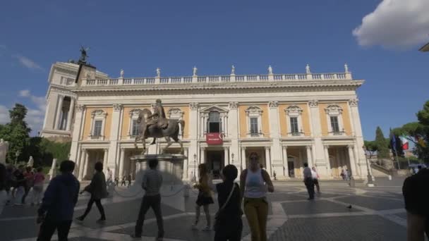 Marcus Aurelius Piazza Del Campidoglio Daki Heykeli — Stok video