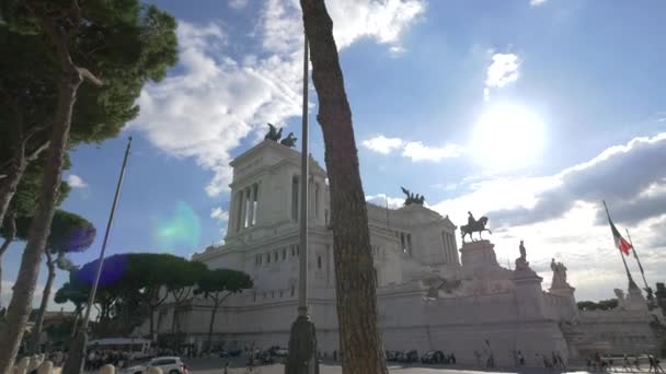 Sole Splendente Sopra Altare Della Patria — Video Stock