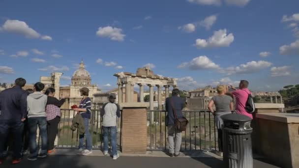 Tourists Admiring Temple Saturn — Stock Video