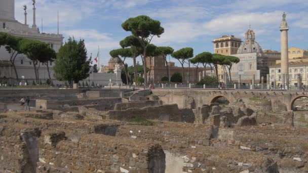 Развалины Траянского Форума — стоковое видео