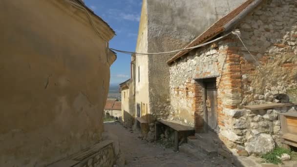 Callejón Entre Antiguas Casas Piedra — Vídeos de Stock