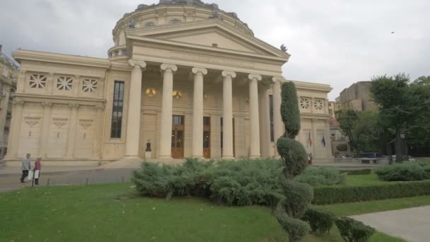 Das Rumänische Athenaeum Reisekonzept — Stockvideo