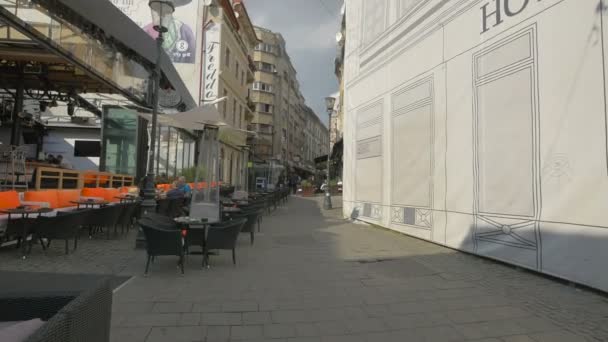 Restauracja Świeżym Powietrzu Starym Mieście Bukaresztu — Wideo stockowe