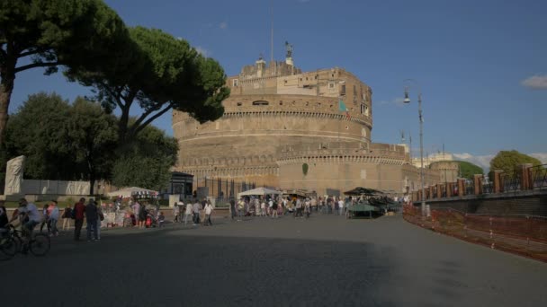 Castel Sant Angelo Gezien Vanaf Tiber Waterkant — Stockvideo