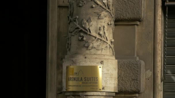 Skylt Arenula Suites Rom Italien — Stockvideo