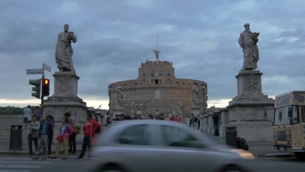 Menschen Der Ponte Sant Angelo — Stockvideo