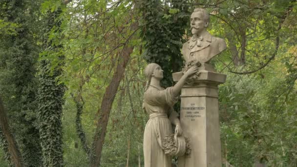 Статуя Траяна Деметреску — стоковое видео