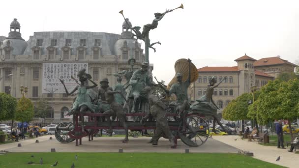 Cristian Paturca Monument Bukarest Rumänien — Stockvideo