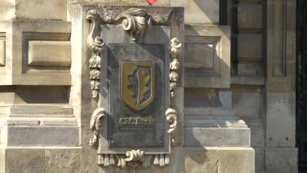 Logotipo Cec Bank Num Edifício Bucareste — Vídeo de Stock