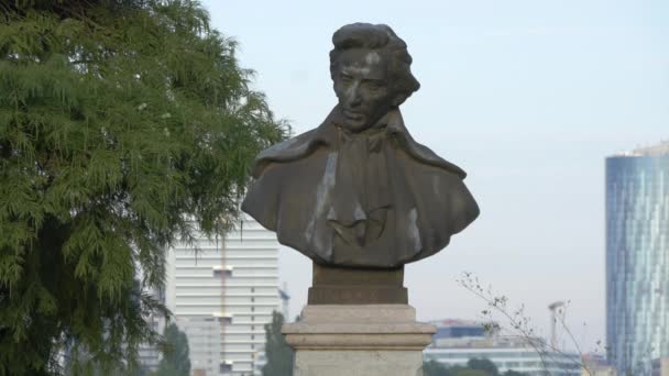 Busto Fryderyk Chopin Herastrau Park — Vídeos de Stock
