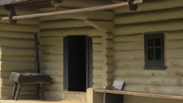 Entrada Una Casa Madera Museo Del Pueblo — Vídeos de Stock