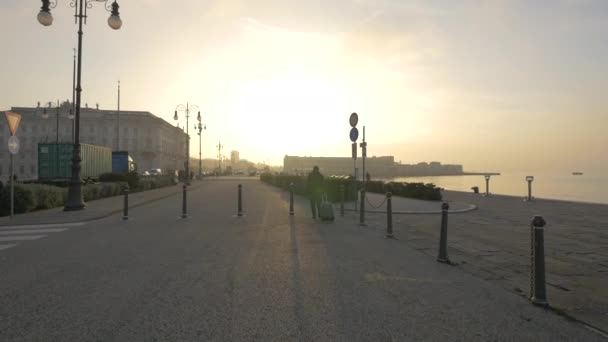 Trieste Front Mer Coucher Soleil — Video
