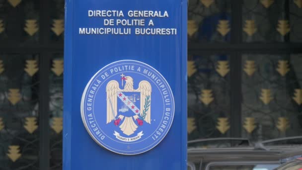 Bucarest Dirección General Policía Firmar — Vídeos de Stock