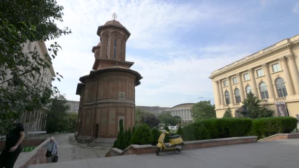 Kostel Cretulescu Bukurešti — Stock video