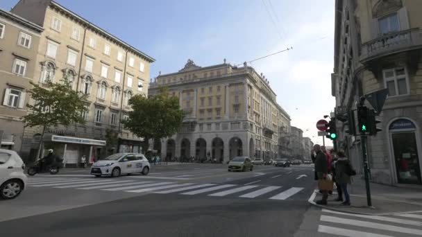 Carros Dirigindo Giosu Carducci Trieste Itália — Vídeo de Stock
