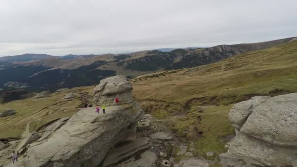 Vista Aérea Babele Plateau Montañas Bucegi — Vídeos de Stock