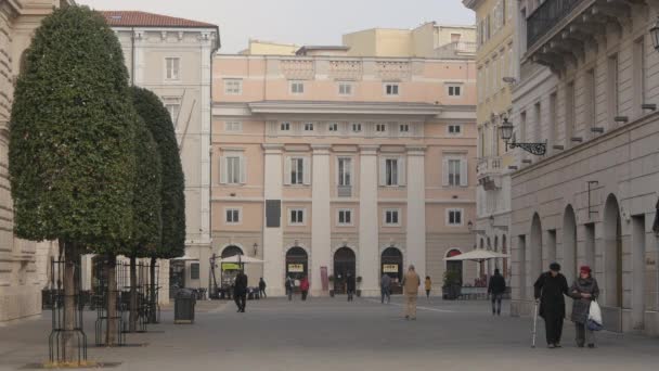 People Walking Piazza Giuseppe Verdi Trieste — Stock Video