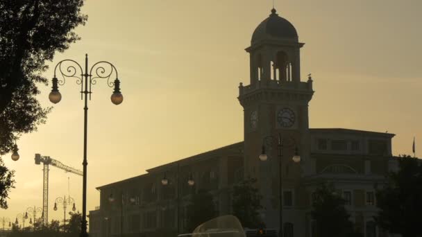 Marine Aquarium Tower Trieste Sunset — Stock Video