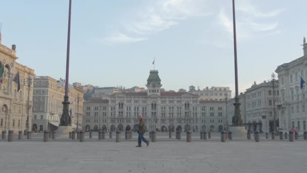 Het Stadhuis Piazza Unita Triëst — Stockvideo