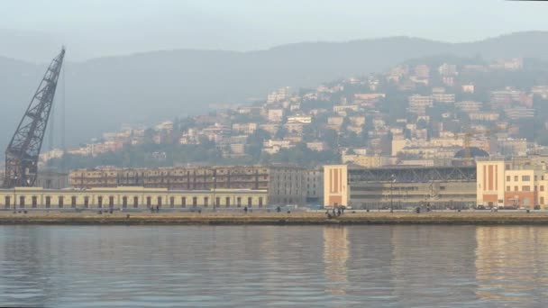 Pan Right Trieste Waterfront — Stock Video