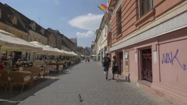 Widok Ulicę Republicii Brasov — Wideo stockowe