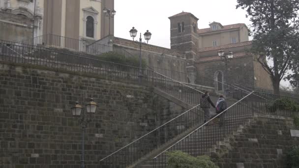 Trieste Deki San Silvestro Kilisesi Taş Merdivenler — Stok video