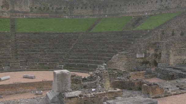 Teatro Romano Nun Trieste Deki Harabelerinden Sola Dön — Stok video