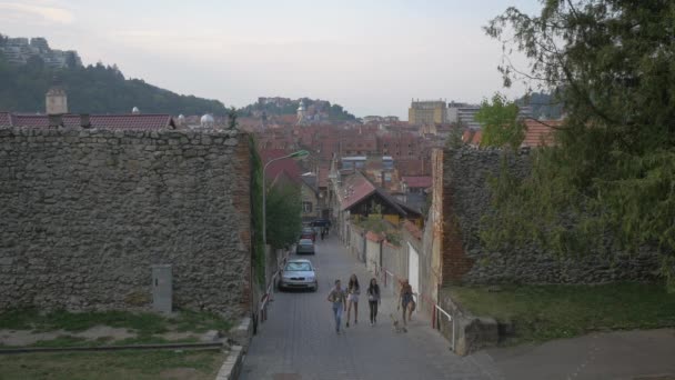 Caminando Callejón Empedrado — Vídeos de Stock