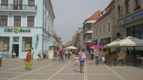 Strada Republicii Piazza Del Consiglio Brasov — Video Stock