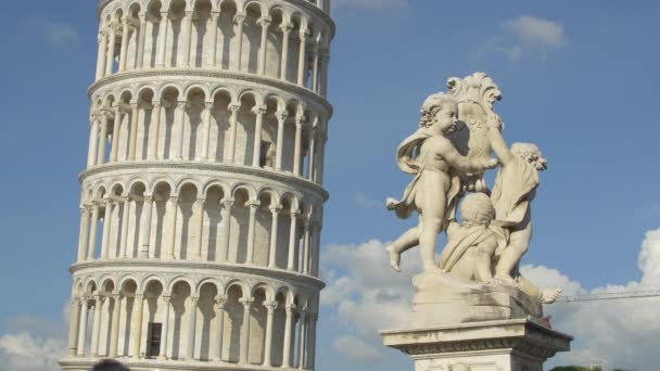Scheve Toren Van Pisa Fontana Dei Putti — Stockvideo
