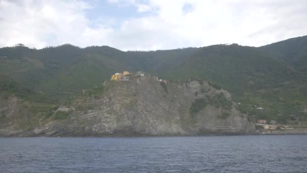 Cliffs Riomaggiore Seen Ligurian Sea — Stock Video