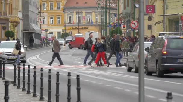 Stadtleben Kronstadt — Stockvideo