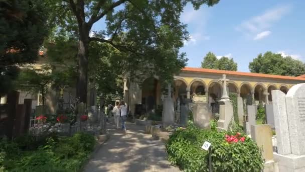 Personas Cementerio Vysehrad — Vídeo de stock