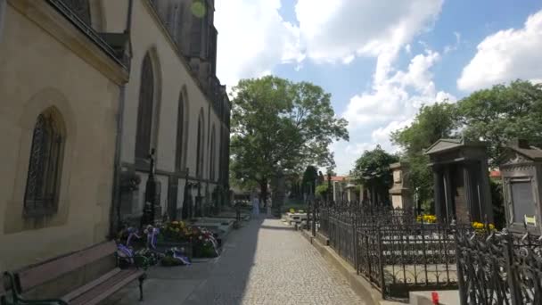 Vysehradkyrkogårdens Gravstenar — Stockvideo