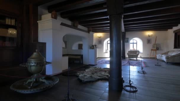 Muzieksalon Bibliotheek Van Bran Castle — Stockvideo