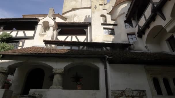 Gebouwd Uitzicht Binnenplaats Van Bran Castle — Stockvideo