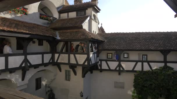 Paseando Por Los Balcones Del Castillo Bran — Vídeo de stock