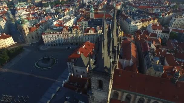 Aerial Church Our Lady Old Town Square — Stock Video