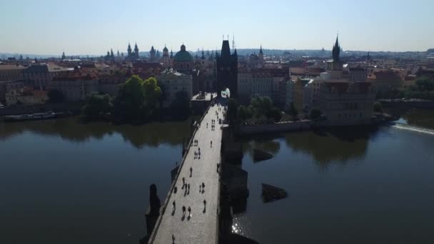 Letecký Pohled Karlův Most — Stock video